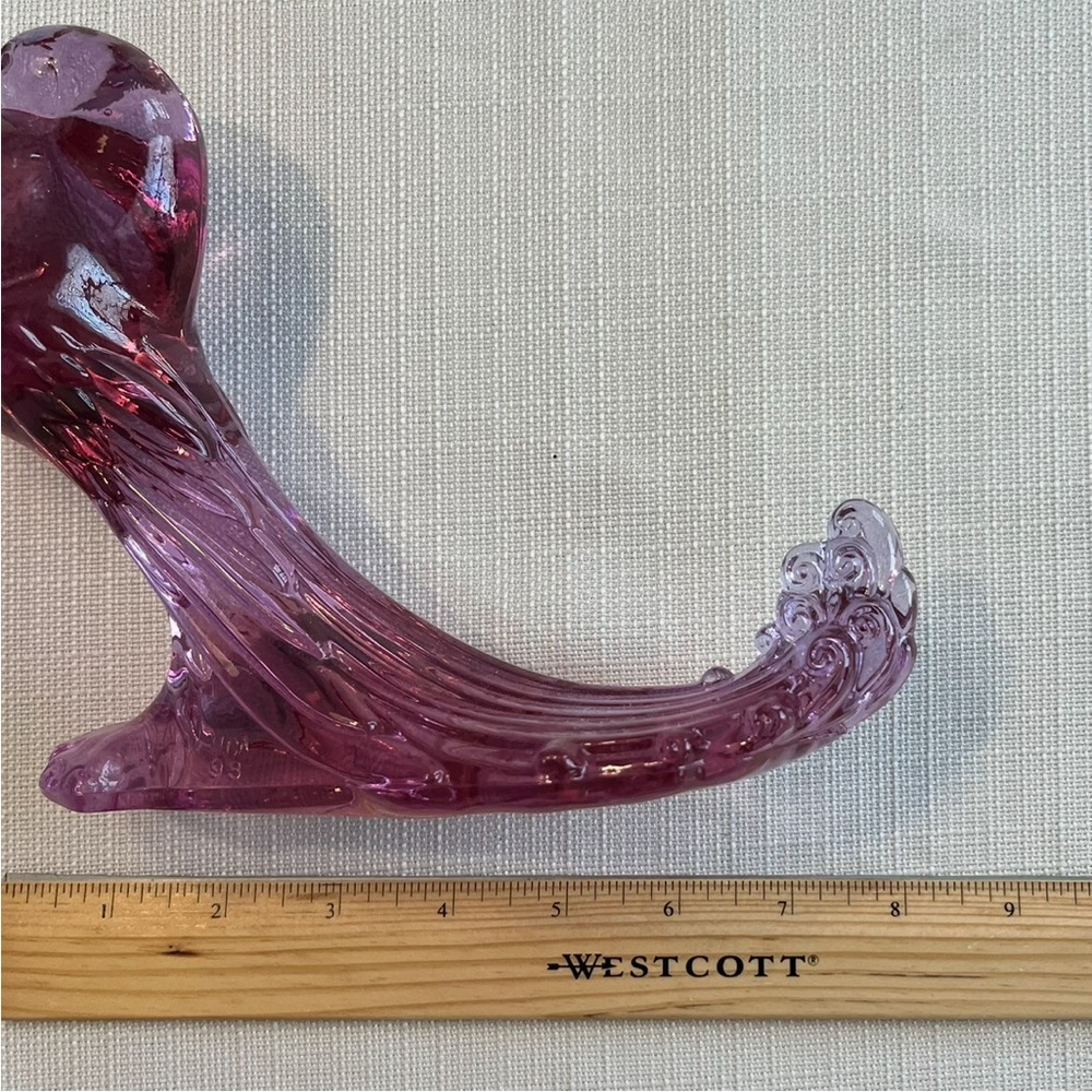 Vintage Art Glass Bird Accent Decor Pouter Pigeon Lavender Ice 6.5” x 7” - Picture 5 of 12